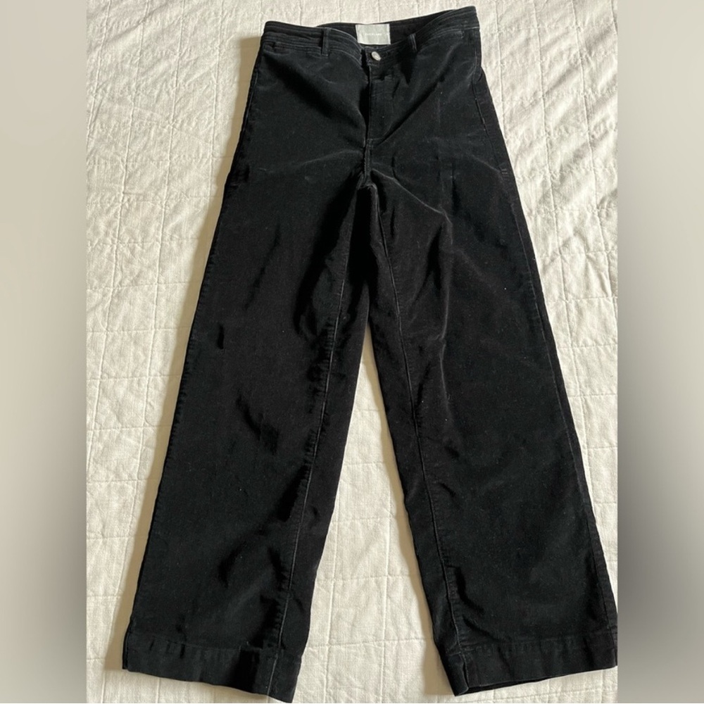 Everlane high waist wide leg black corduroy trouser
